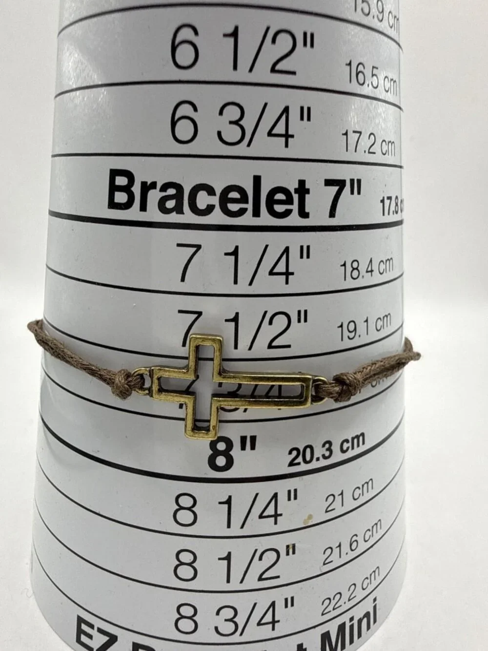 Gold Tone Sideways Hollow Cross Adjustable Cord Bracelet Faith Minimalist Charm